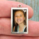 Rectangle Photo Charm in Antique Silver Pewter