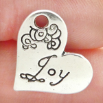 Joy Heart Charm in Antique Silver Pewter