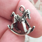 Rocking Horse Charm in Antique Silver Pewter