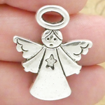 Angel Charms Bulk with Star Accent in Antique Silver Pewter