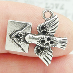 Love Letter Charm with Dove in Silver Pewter