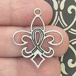 Outline Fleur De Lis Charms Wholesale Silver Pewter