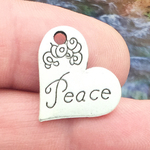 Affirmation Heart Peace Charm Silver Pewter