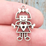 Little Girl Charm Silver Pewter