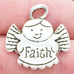 Angel Charm of Faith in Antique Silver Pewter