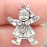 Rag Doll Charm Antique Silver Pewter