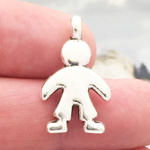 Paper Doll Boy Charm in Antique Silver Pewter