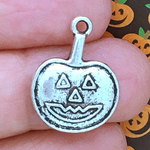 Jack O Lantern Halloween Charms Wholesale in Silver Pewter