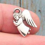 Praying Angel Charm in Antique Silver Pewter