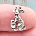 Easter Bunny Charms Bulk Silver Pewter