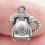 Rotary Telephone Charm in Silver Pewter