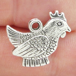 Chicken Charms Wholesale in Antique Silver Pewter