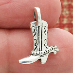 Cowboy Boot Charm Silver Pewter