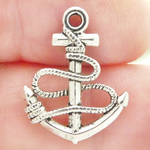 Anchor Charms Bulk Wholesale with Rope in Antique Silver Pewter