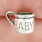 Baby Cup Charm in Antique Silver Pewter