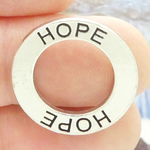 Affirmation Ring Hope Charm in Antique Silver Pewter