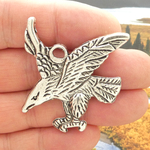 Silver Eagle Charm Pendant in Pewter