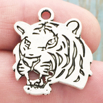 Tiger Head Charms Wholesale in Antique Silver Pewter