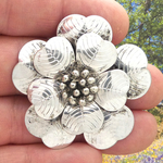 Silver Flower Pendant in Pewter Large