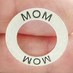 Affirmation Ring Mom Charm in Antique Silver Pewter