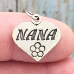 Heart Nana Charm Silver Pewter