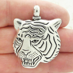 Tiger Head Pendants Bulk Silver Pewter