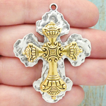 Hammered Cross Pendant Bulk in Silver and Gold Pewter