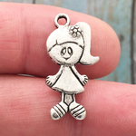 Girl Charm in Silver Pewter Small