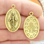 Miraculous Medal of Our Lady of Graces in Gold Pewter