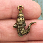 Small Bronze Alligator Charm in Antique Pewter