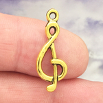 Gold Treble Clef Note Charm Pewter