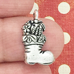 Christmas Stocking Charm Pendant in Silver Pewter