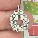 Wreath Christmas Charm in Antique Silver Pewter