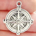 Compass Charms Bulk in Antique Silver Pewter