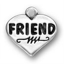 Heart Friend Charm Antique Silver Pewter