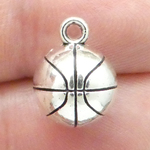 Basketball Charm in Antique Silver Pewter Medium