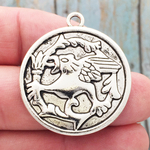 Disk Griffin Pendant in Antique Pewter