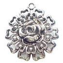 Large Double Sided Flower Pendant Antique Silver Pewter