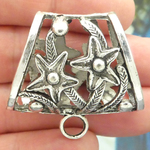 Bails for Jewelry Making in Antique Silver Pewter with Flower Accents