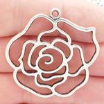 Cutout Rose Pendants Wholesale Antique Silver Pewter