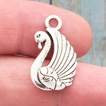 Swan Charm in Antique Silver Pewter