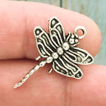 Dragonfly Charm Pendant Antique Silver Pewter Small