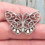 Filigree Butterfly Charms Wholesale Silver Pewter Medium