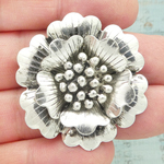 Flower Pendant Antique Silver Pewter Large 