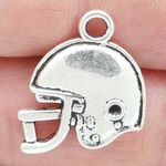 Football Helmet Charm in Antique Silver Pewter Double Sided Flat