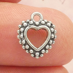 Silver Heart Charms for Jewelry Making with Bead Accents