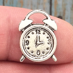 Alarm Clock Charms Bulk in Silver Pewter