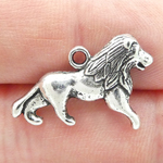 Silver Lion Charm in Pewter Single Sided