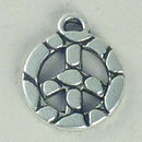 Double Sided Small Peace Charm in Antique Silver Pewter Medium Sized