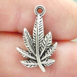 Pot Leaf Charms Wholesale in Antique Silver Pewter